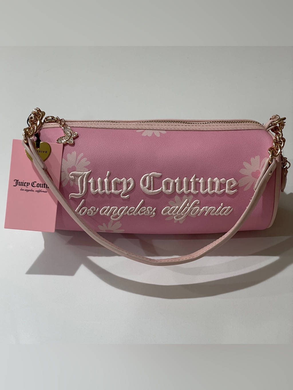 Juicy Couture Daisy For Juicy Barrel Flamingo Pink Embroidered Shoulder Bag